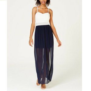 BCX Junior 9 Navy White Chiffon  Gown NWT AV59